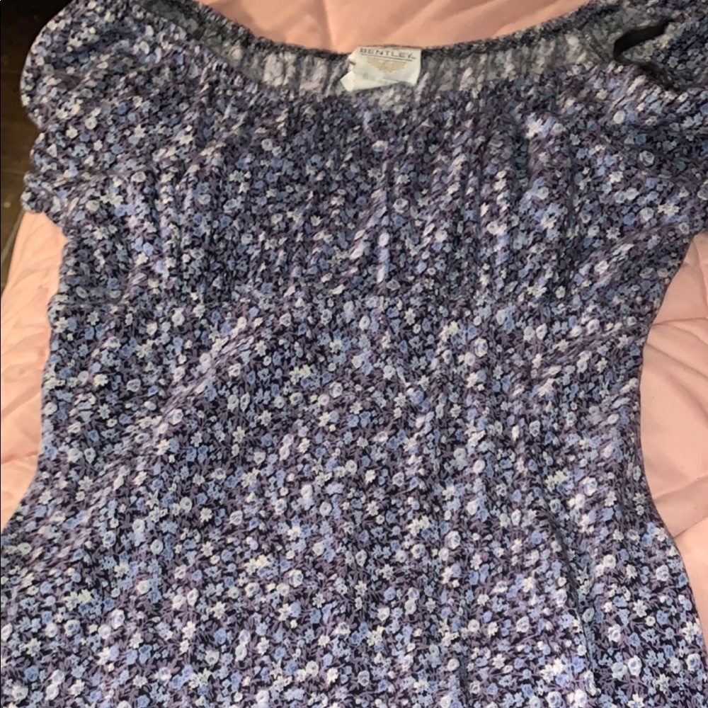 floral mid length off the shoulder dress